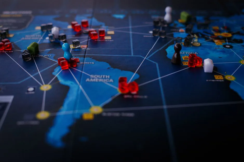 AI robot hand touching a logistics network map connecting US and Mexico warehouses